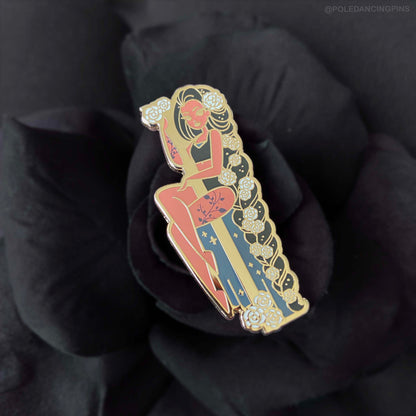 Pole Sit (Tattooed Edition) Gold Enamel Pin